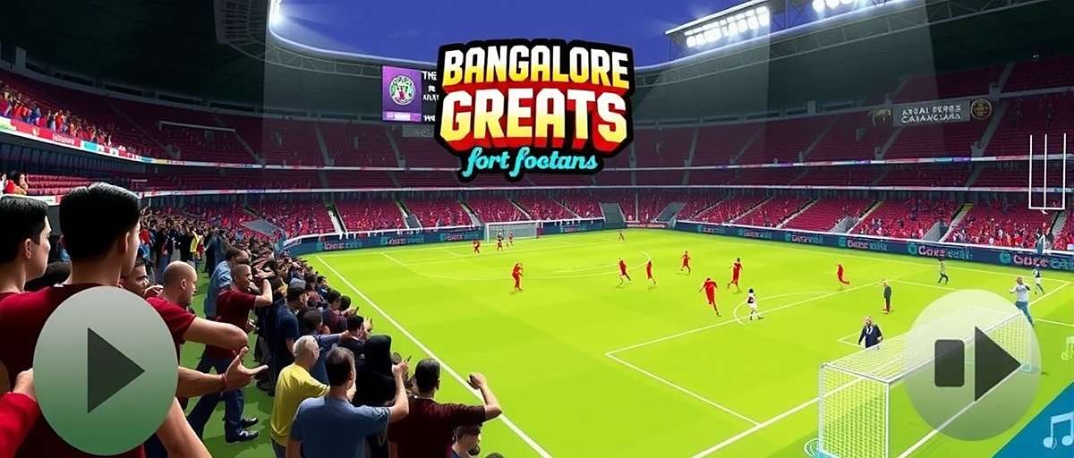 Bangalore Football Greats - In-Game Stadium View Bangalore Football Greats Game Screenshot showing stadium with fans